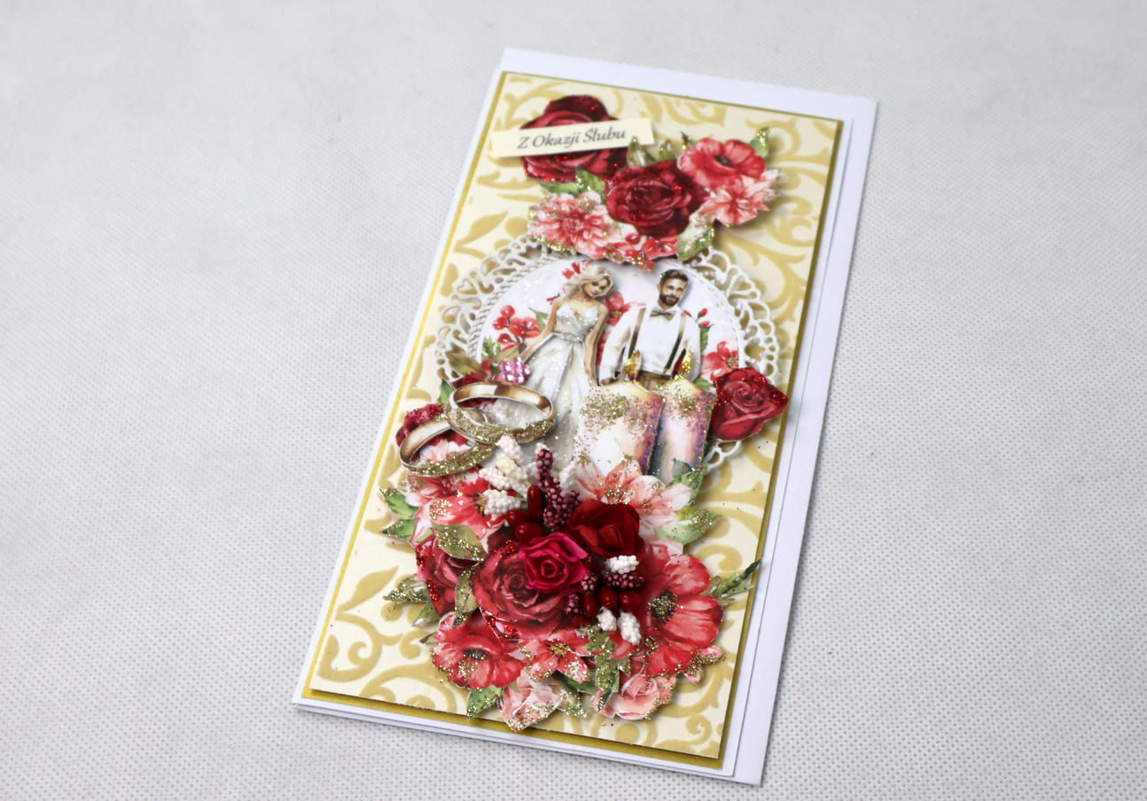 Kartka okolicznościowa handmade – kompozycja kwiatowa 3D